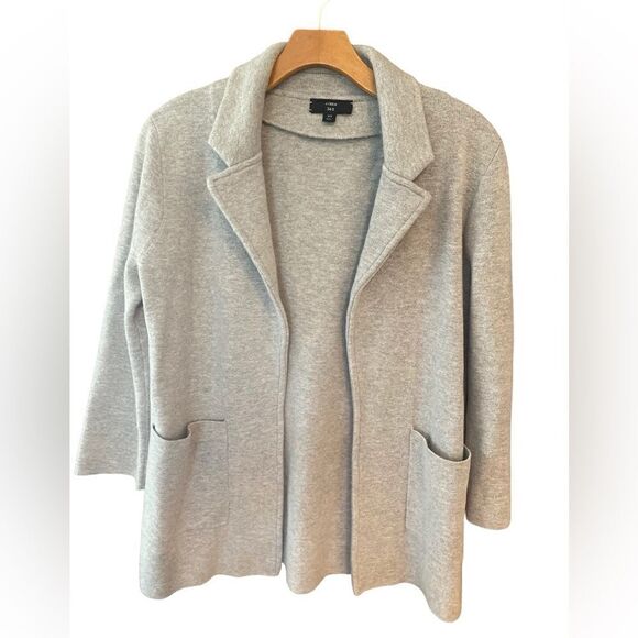 J. Crew Sz XS Gray Cotton Wool Pocket Open Warm Cardigan - Picture 1 of 7